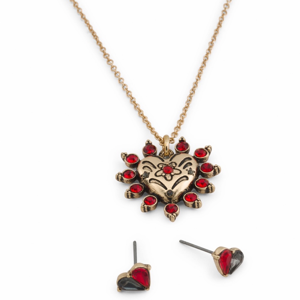 Betsey Johnson Heart necklace and Earring Set